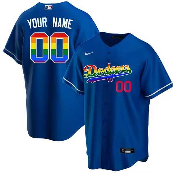 Mens Los Angeles Dodgers Customized Blue Cool Base Stitched Baseball Jersey